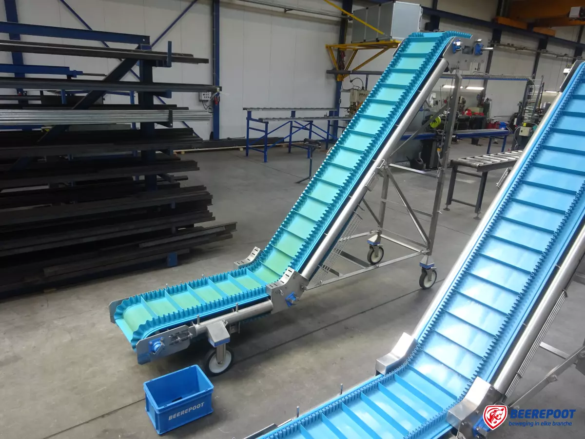 Opvoer transportband RVS